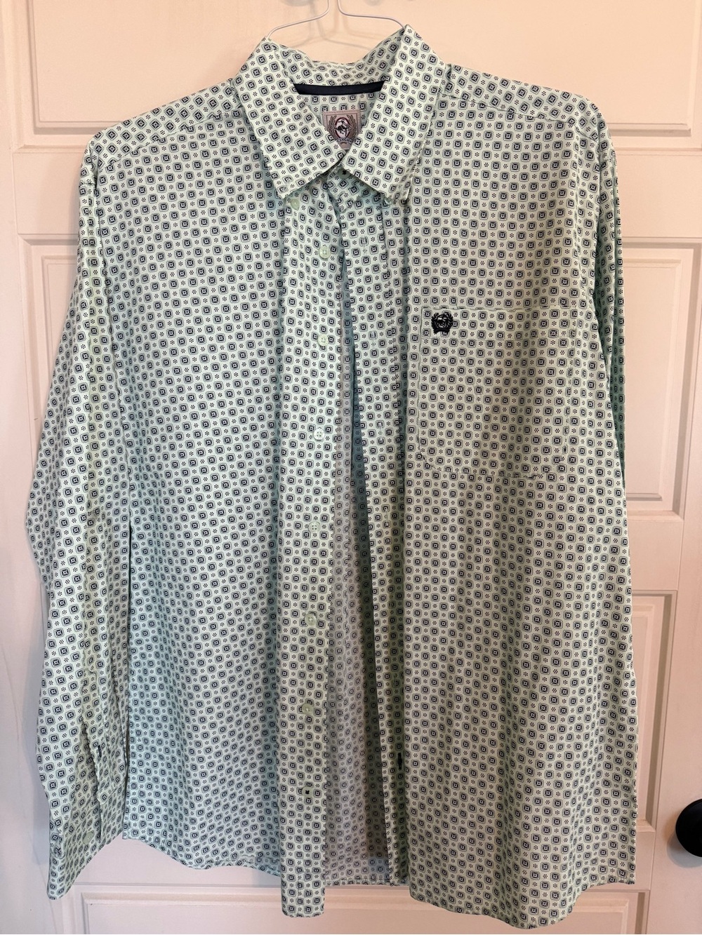 Cinch Men's Light Green Printed Long-Sleeve Shirt
